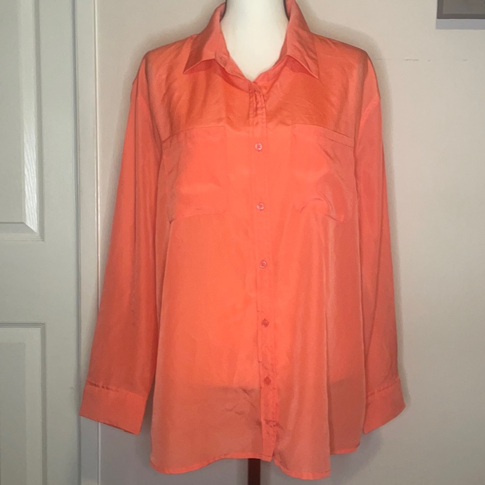 Coral button down thin material summer vibes like NeW